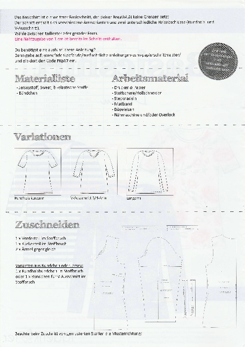 Papierschnittmuster Basicshirt für Damen – Bild 3