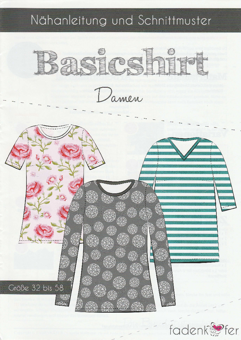 Papierschnittmuster Basicshirt für Damen