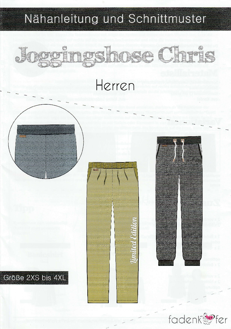 Papierschnittmuster Jogginghose Chris für Herren