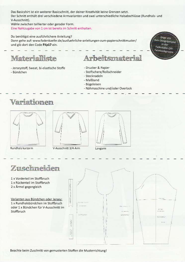 Papierschnittmuster Basicshirt für Herren – Bild 3