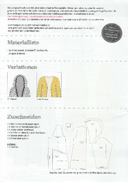 Papierschnittmuster Strickjacke für Damen – Bild 3